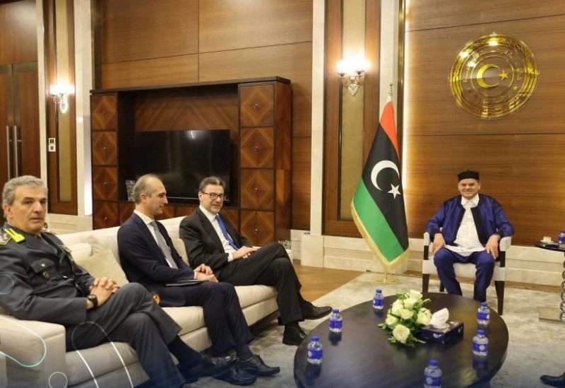 Head of Libya’s Government of National Unity (GNU) Abdulhamid al-Dbeibah meets with an Italian delegation. (GNU)