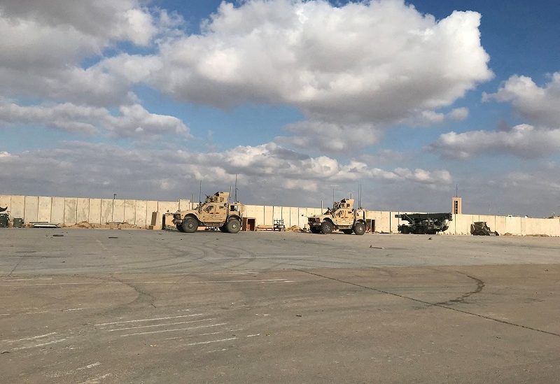 FILE PHOTO: Military vehicles of U.S. soldiers are seen at the al-Asad air base in Anbar province, Iraq, January 13, 2020. REUTERS/John Davison/File Photo