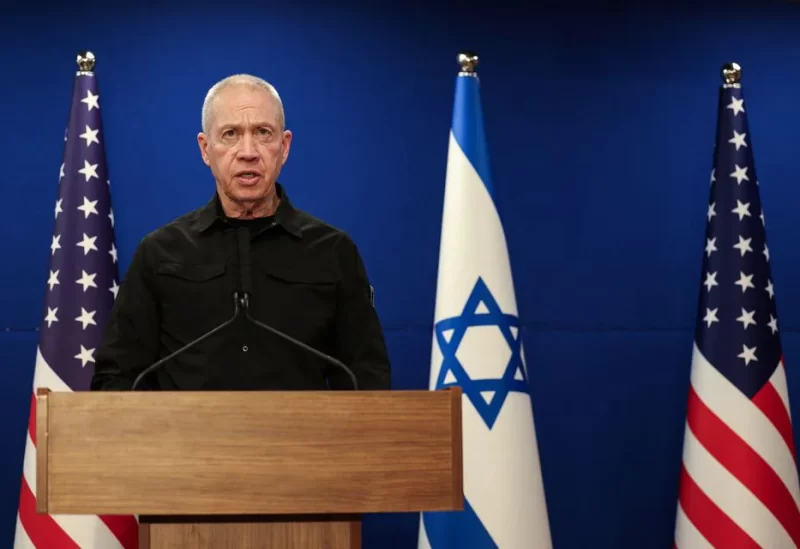 Israeli Defense Minister Yoav Gallant speaks during a joint press conference with U.S. Secretary of Defense Lloyd Austin at Israel's Ministry of Defense in Tel Aviv, Israel December 18, 2023. REUTERS