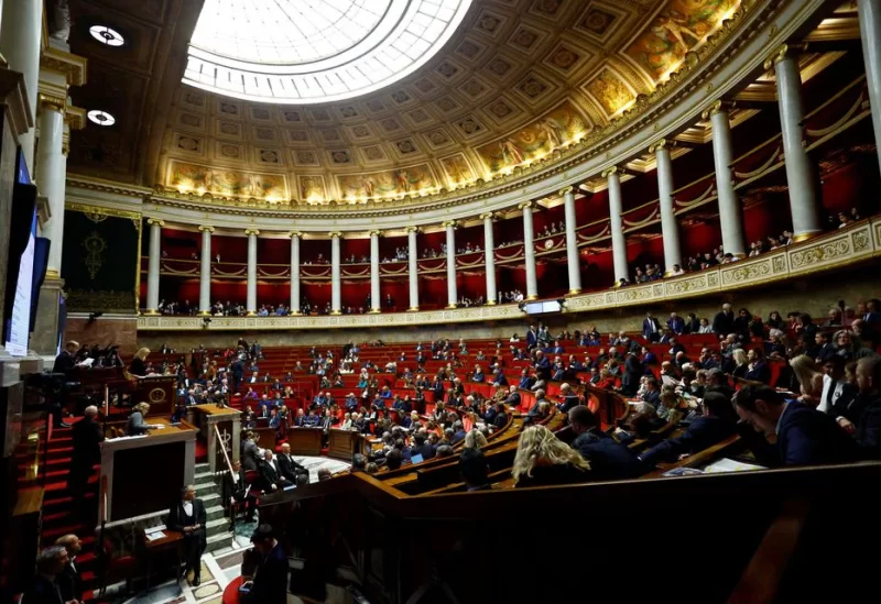 A general view shows the hemicycle during the questions to the government session at the National Assembly ahead of a vote by members of parliament on immigration bill in Paris, France, December 19, 2023. REUTERS