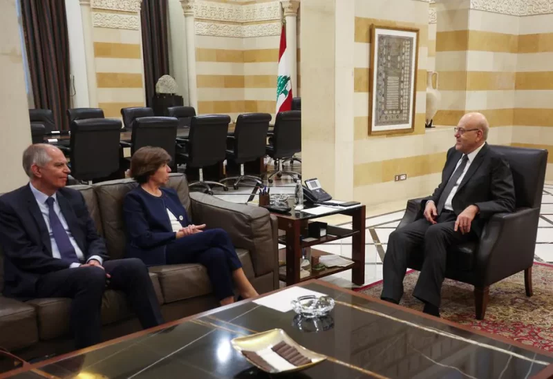 French Foreign Minister Catherine Colonna meets with Lebanon's caretaker Prime Minister Najib Mikati in Beirut, Lebanon December 18, 2023. REUTERS